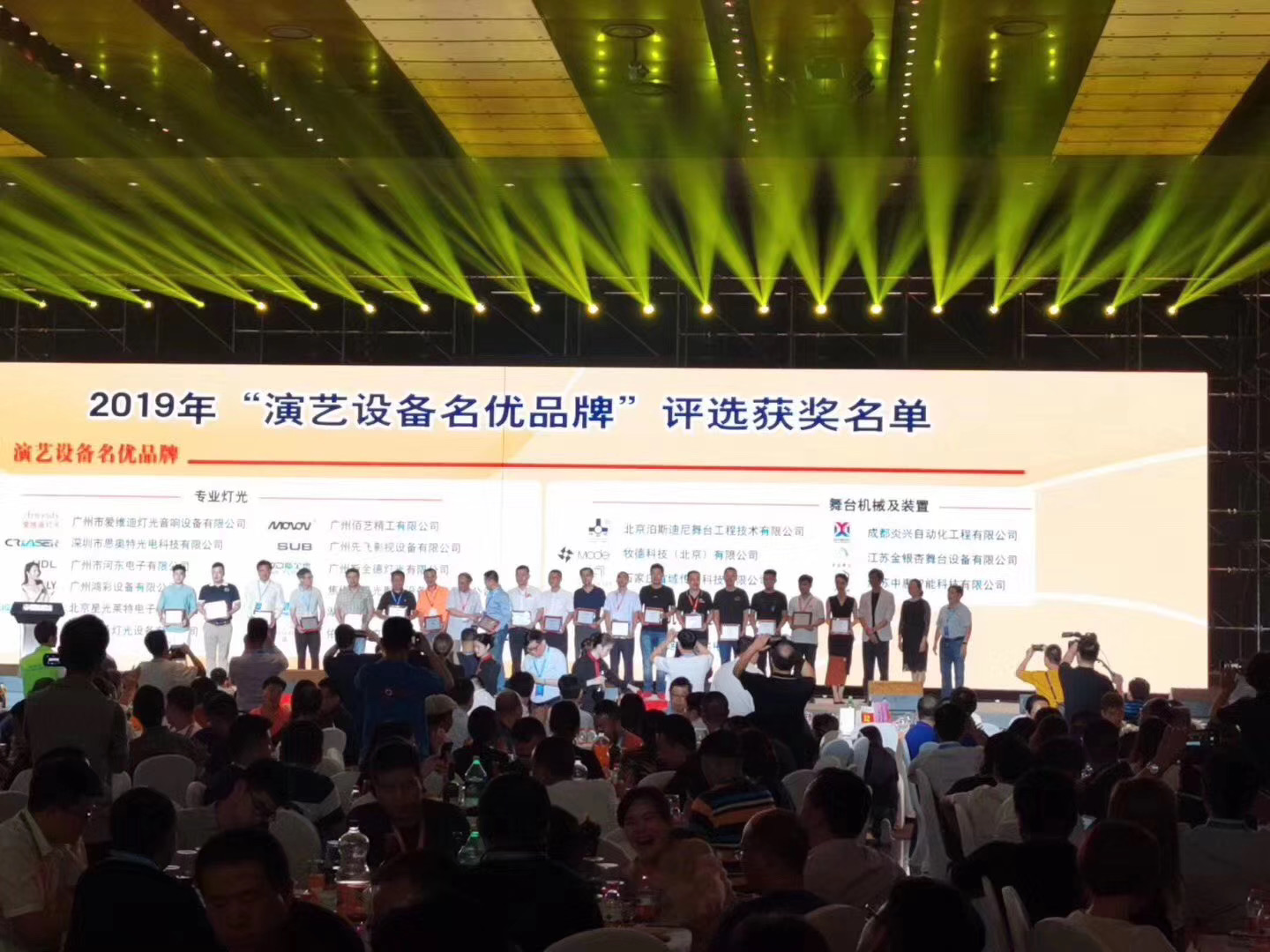 我司獲2019年“演藝設備名優品牌” 舞臺機械及裝置獎 